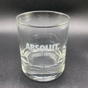 Absolut Vodka 12 Oz Rocks Glass Etched Logo Barware EUC